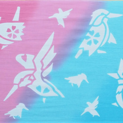 ToriTori大阪堺製注染手ぬぐい　カミセミと仲間たち　ピンク　サイズ約90×35ｃｍ　綿100％　大阪堺製 2枚目の画像