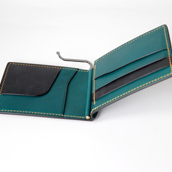 CARVAマネークリップ財布（小銭入れあり）/オルテンシア×プエブロブラック 2枚目の画像