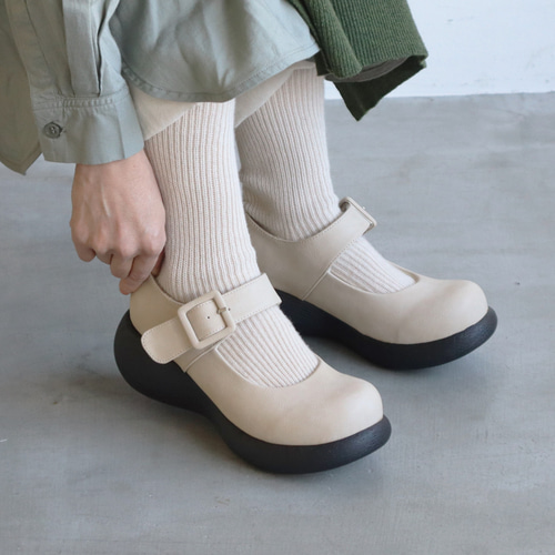ベルト付きストラップシューズ | 厚底 メリージェーン 甲高 幅広