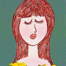 「黄色い花と少女」デジタル画 2枚目の画像