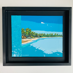アクリル画　原画　「星降る夜のクリスマス03」額縁付　F3サイズ　キャンバス 原画】抽象画 喜び 272×217mm（F3サイズ）キャンバス 送料無料