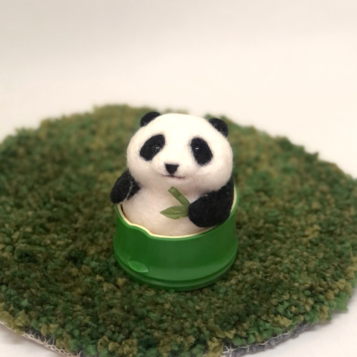 ◇竹中パンダ 子パンダ竹 【羊毛フェルト人形】 羊毛フェルト