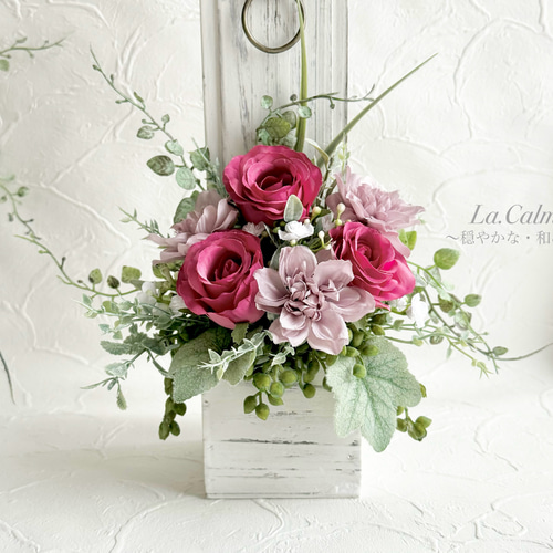 インテリアフラワー モーブローズ&アンティークモーブダリアのアーティ