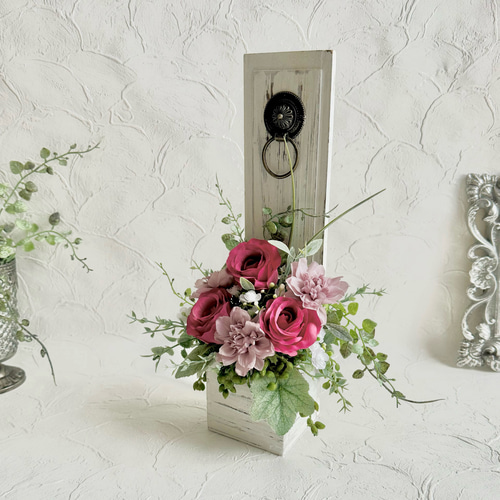 インテリアフラワー モーブローズ&アンティークモーブダリアのアーティ