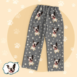 [受注制作] うちの子 ペット愛犬/愛猫の写真からつくるパジャマ オリジナルパジャマ 部屋着 前開き 寝巻 ナイトウェア 3枚目の画像