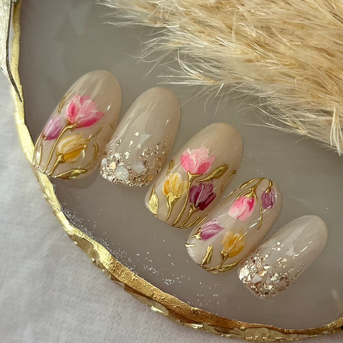 エレガントチューリップネイル〈作品No.6〉 ネイルチップ（つけ爪