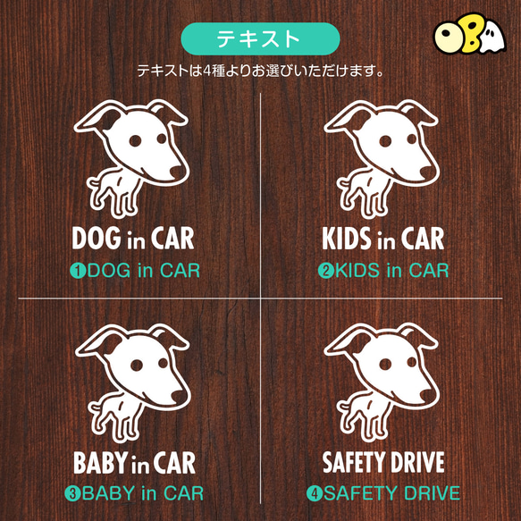 DOG IN CAR/イタリアン・グレーハウンドA カッティングステッカー KIDS IN・BABY IN・SAFETY 4枚目の画像