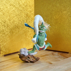 [訂製作品]水俁棉氈雕塑Petit「Fujin和Raijin三維繪畫」☆Akakoro☆Minamata Haguregumo 第3張的照片