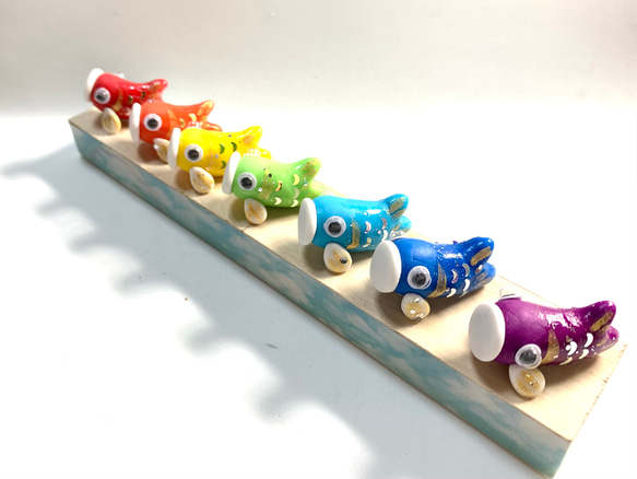 ☆七色の鯉のぼり(受注生産) 樹脂粘土 置物 五月の節句 その他置物