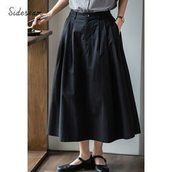 通気性良く100％コットンスカート　裏地付きスカート　ポケット付き　ゴムウエスト　コーヒーS-Lサイズ　S255CO　 7枚目の画像