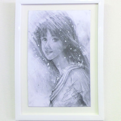 原画 鉛筆画「少女のデッサン」(B) イラストボード 横23.5×縦36㎝ 絵画