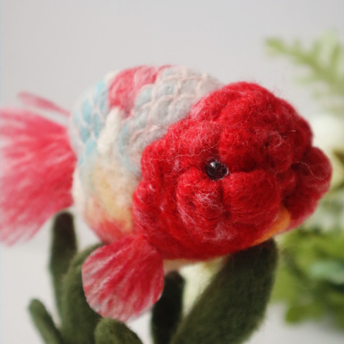 桜錦 金魚 羊毛フェルト アクアリウム 夏 春 羊毛フェルト deme