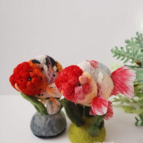 桜錦 金魚 羊毛フェルト アクアリウム 夏 春 羊毛フェルト deme