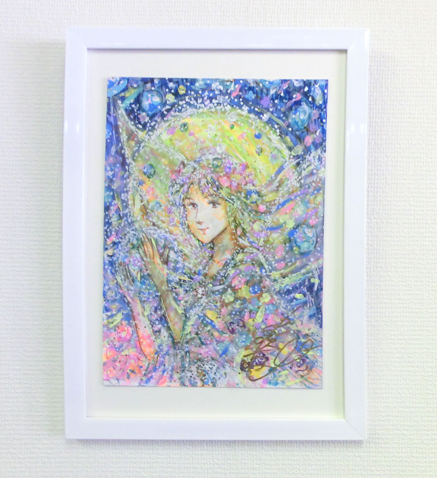 【お花の妖精　ガーベラ】イラスト　グラスアート　水彩画　原画