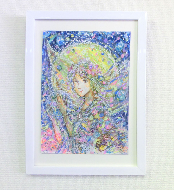リラの花の妖精　ハンドメイドパステル画　絵画アート原画 パステルアート│花と妖精～オーロラ～（原画15×15