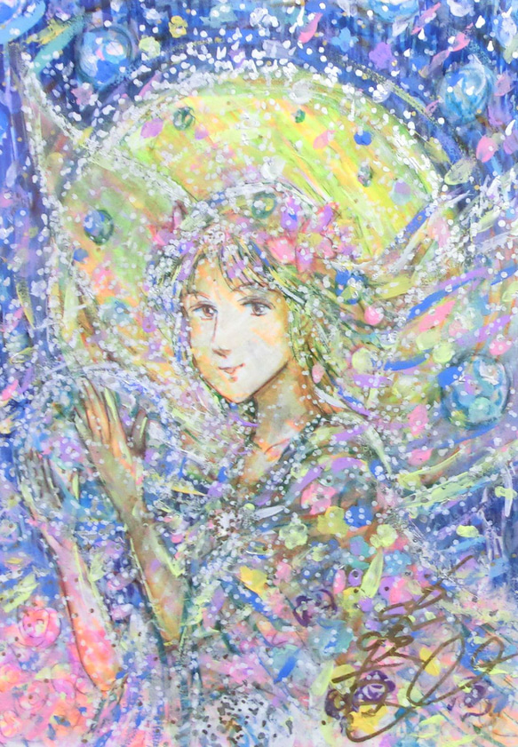 原画「花の妖精」イラストボード 横21×縦30㎝ パワーアート 2枚目の画像