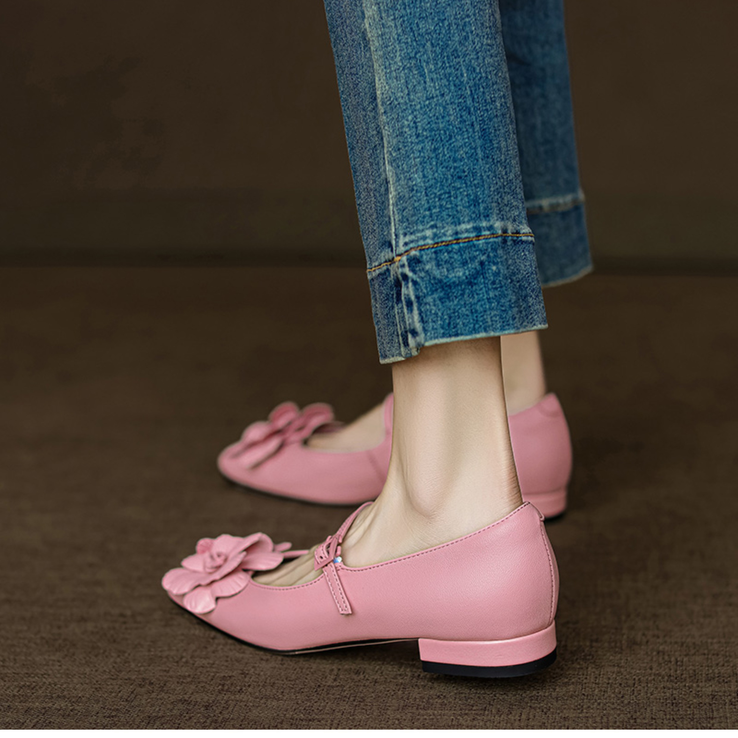 桜 パンプス ふかふか ふわふわ メリージェーンパンプス 痛くない 脱げない ベルト ストラップパンプス  美脚 本革