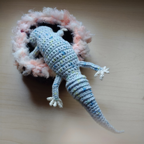 ふにふにレオパもどき」水色系 レオパ ヤモリ 縁起物 手編み