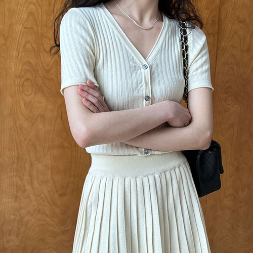 レディース セットアップ ニット プリーツスカート 夏 ミニスカート