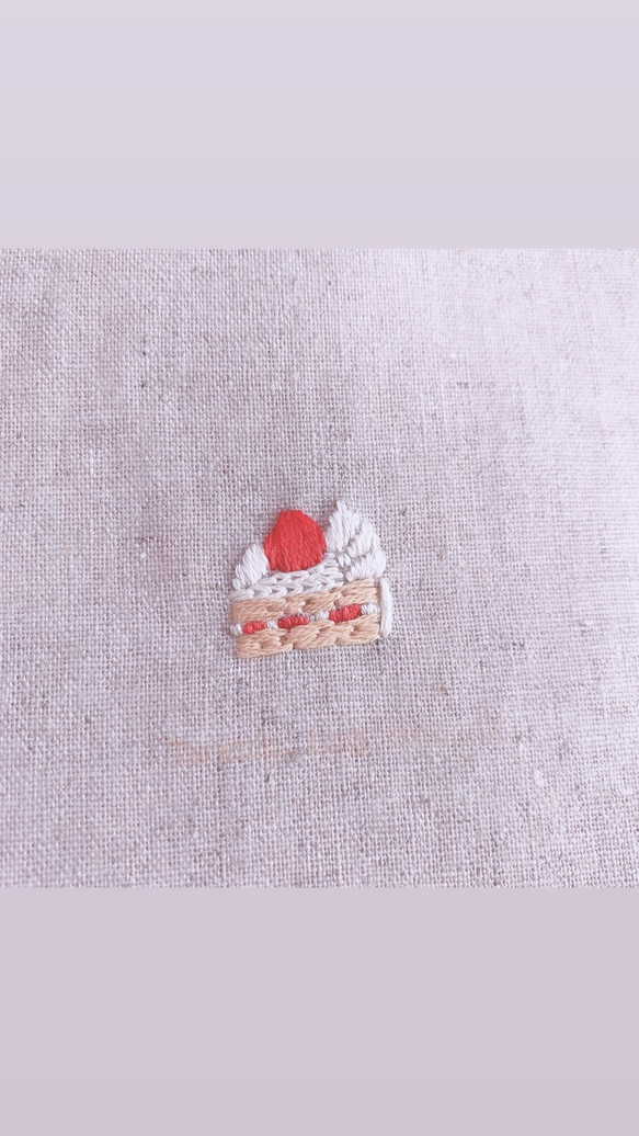 再販♡ショートケーキ刺繍♡巾着 3枚目の画像