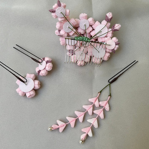 つまみ細工 桜の髪飾り さくらピンク *春 *袴 *藤下がり *卒業式 *入学