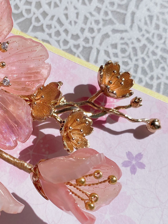ゴージャスな桜満開のヘアクリップ 9枚目の画像