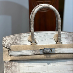 高級革 マット ヒマラヤ クロコダイル バッグ ナイル ワニ革 腹革 レディースバッグ ハンドバッグ トートバッグ 3枚目の画像