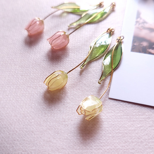 春のキャンバス ｰ Tulip】 ピアス/イヤリング アクセサリー