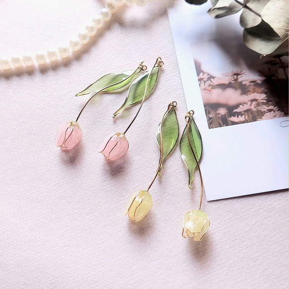 春のキャンバス ｰ Tulip】 ピアス/イヤリング アクセサリー