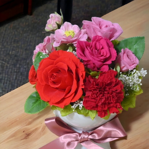 プリザーブドフラワー 花束型／母の日 お祝い 花 フラワーアレンジメント プレゼント 母の日フラワー2024 4枚目の画像