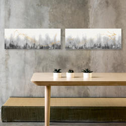 ワイドキャンバスパネル 横長【Japandi Static01】北欧＋和　ニッチなどの壁掛けに 4枚目の画像