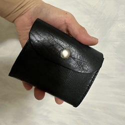 コンパクト財布本革レザー手縫いミニ財布 2枚目の画像