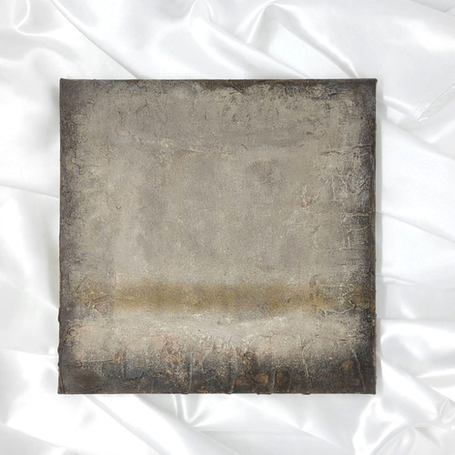 テクスチャーアート（27.3×27.3㎝）抽象画 アートパネル ブラウン茶