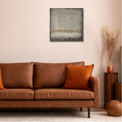 テクスチャーアート（27.3×27.3㎝）抽象画 アートパネル ブラウン茶