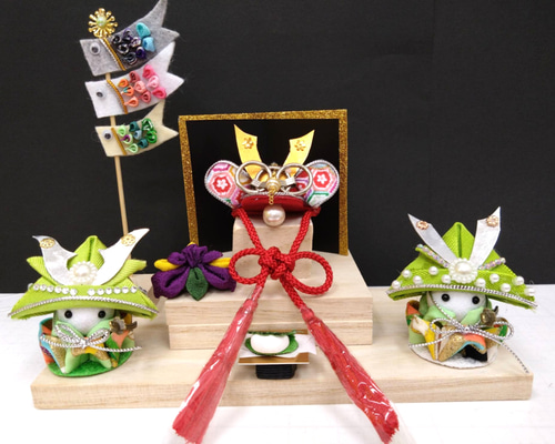 ちりめん細工　創作人形　姉弟　仲良し　五月人形　鯉のぼり　菖蒲　兜 こどもの日 鯉のぼり 5月人形 菖蒲 五月人形・こいのぼり himadare