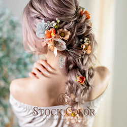 コスモス ユーカリ ヘッドドレス ヘアアクセサリー 髪飾り ＊ ウェディング 結婚式 白無垢 成人式 卒業式 和装 袴 2枚目の画像