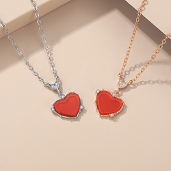 ハート 赤瑪瑙 愛 シルバーネックレス キュービックジルコニア