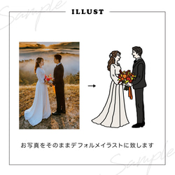 似顔絵イラスト プレゼント 結婚式 似顔絵 ウェルカムボード シンプル モード ウェルカムボード wedding お洒落 5枚目の画像