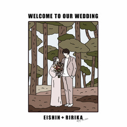 似顔絵イラスト プレゼント 結婚式 似顔絵 ウェルカムボード シンプル モード ウェルカムボード wedding お洒落 5枚目の画像