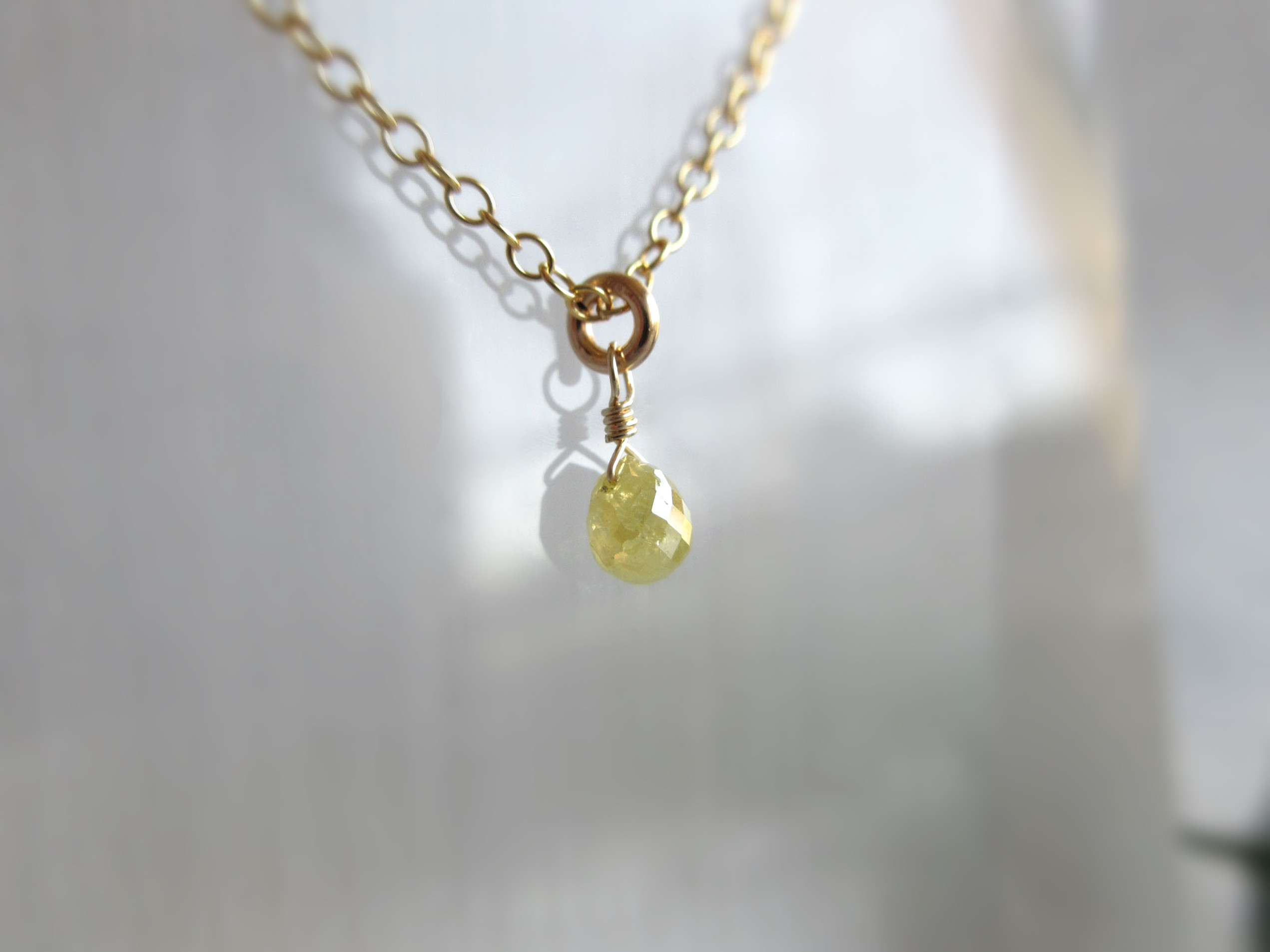 【4月の誕生石】3.8×3mm発色美「イエローダイヤモンド」14kgfひと粒ネックレス