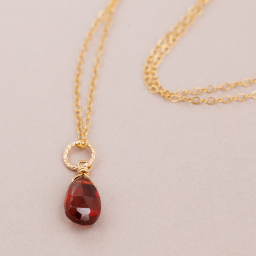 14kgf ガーネット 一粒 ネックレス ネックレス・ペンダント chocoriita 