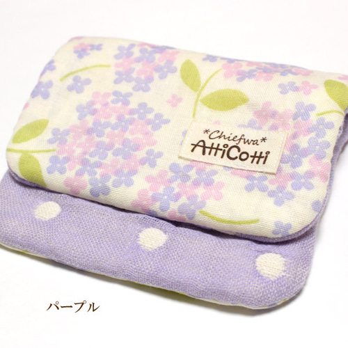 8重ガーゼ　ハーフハンカチ　あじさい　ハンドメイド 8重 ガーゼハンカチ アジサイ 紫陽花 花柄 ハンドメイド ハーフ