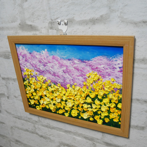 油絵 油彩 油彩画 絵 絵画【菜の花と桜】 6枚目の画像
