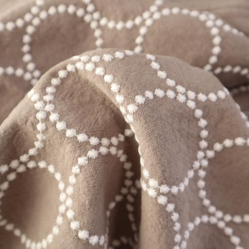 刺繍生地 サークル柄 コットンリネン タンバリン柄 約70×50㎝ 生地 