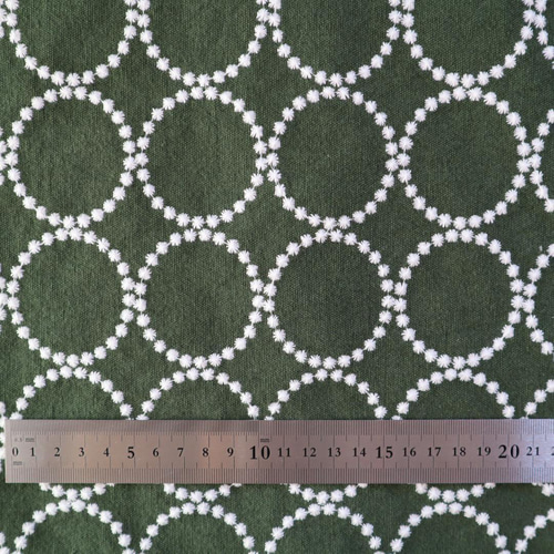 刺繍生地 サークル柄 コットンリネン タンバリン柄 約140×50 刺繍生地 サークル柄 コットンリネン タンバリン柄 約140×50