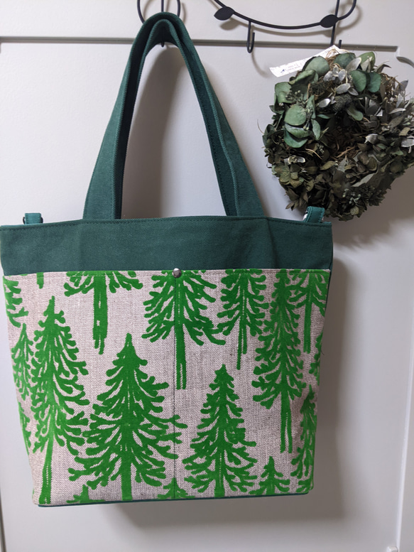 ミナペルホネン・メッツァグリーンBag【metsa/green】2wayトートバッグ 【受注製作】 1枚目の画像