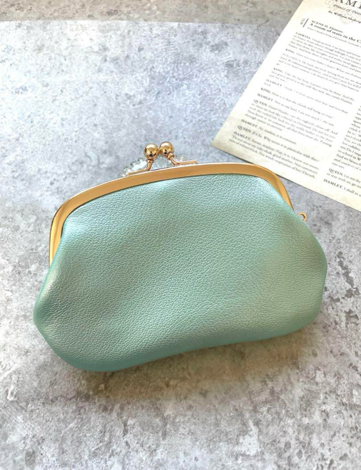 親子がま口ミニ財布　ヌメ革グリーン 親子がま口ミニ財布 牛革ミントグリーン がま口 rinc.. 通販