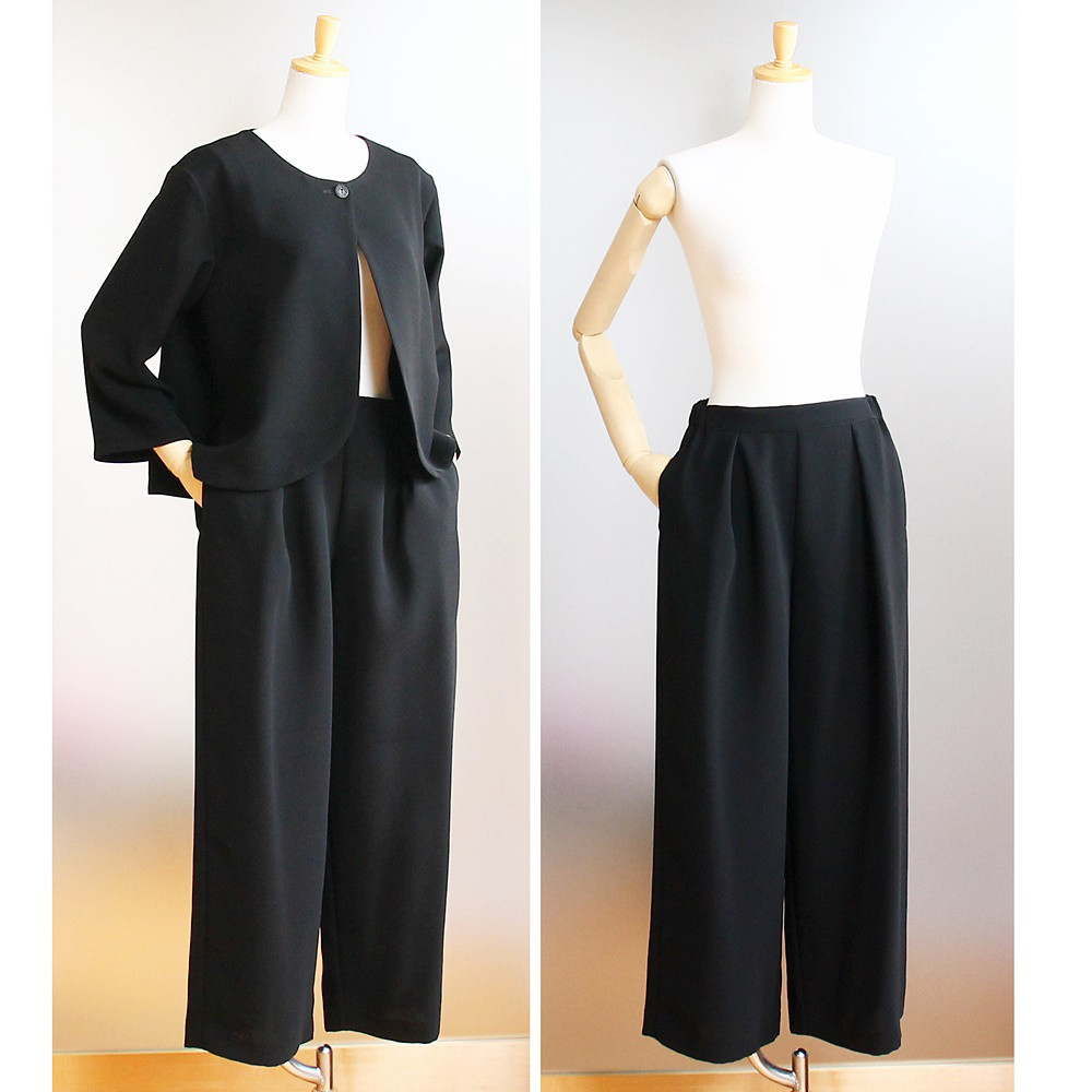 c_o_c_o_r_o フォーマルワイドパンツ　インタック（後ゴム入り）ブラックフォーマル