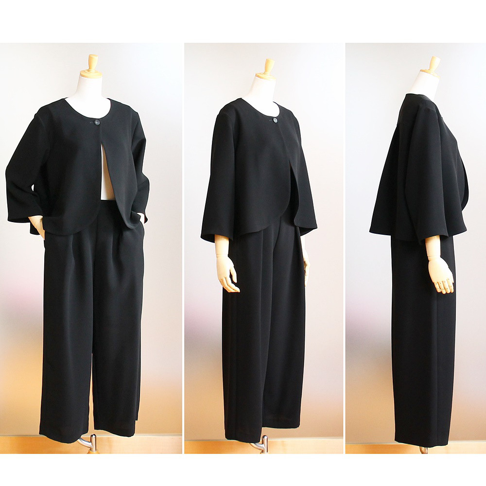 c_o_c_o_r_o フォーマルワイドパンツ　インタック（後ゴム入り）ブラックフォーマル