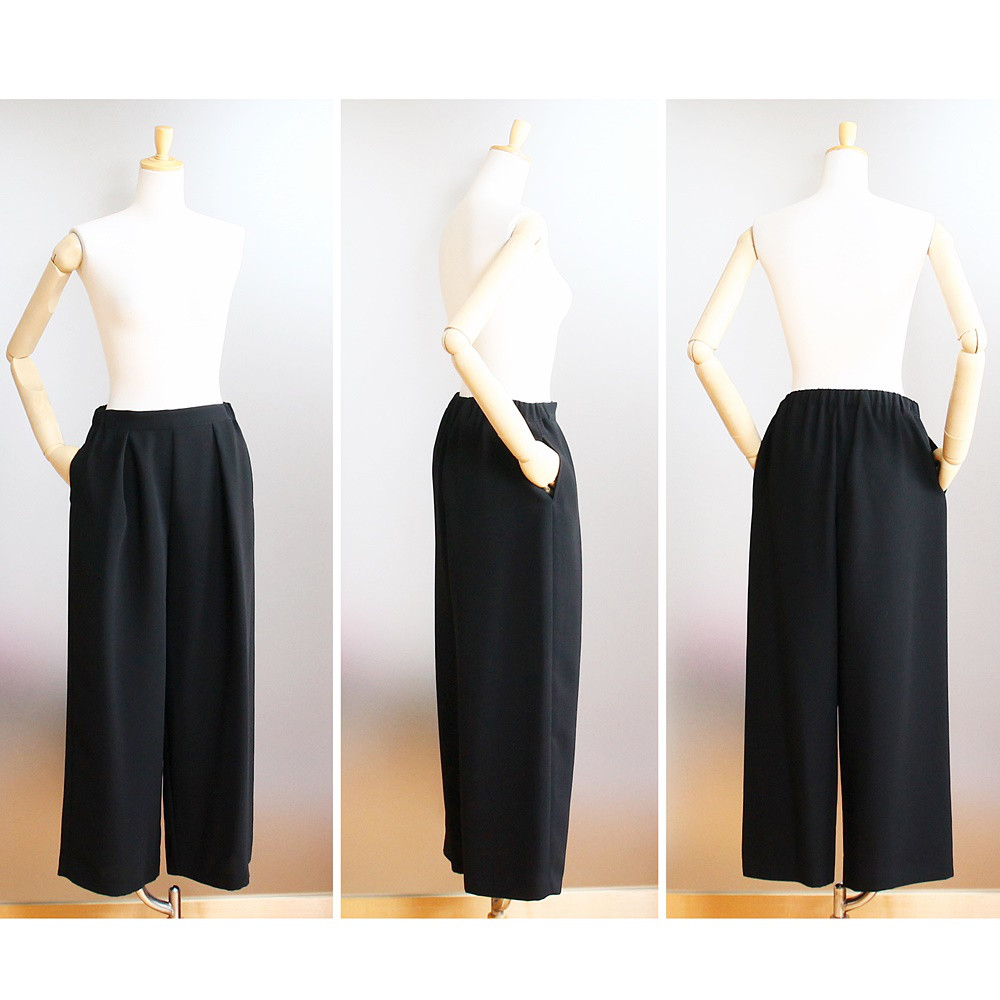 c_o_c_o_r_o フォーマルワイドパンツ　インタック（後ゴム入り）ブラックフォーマル